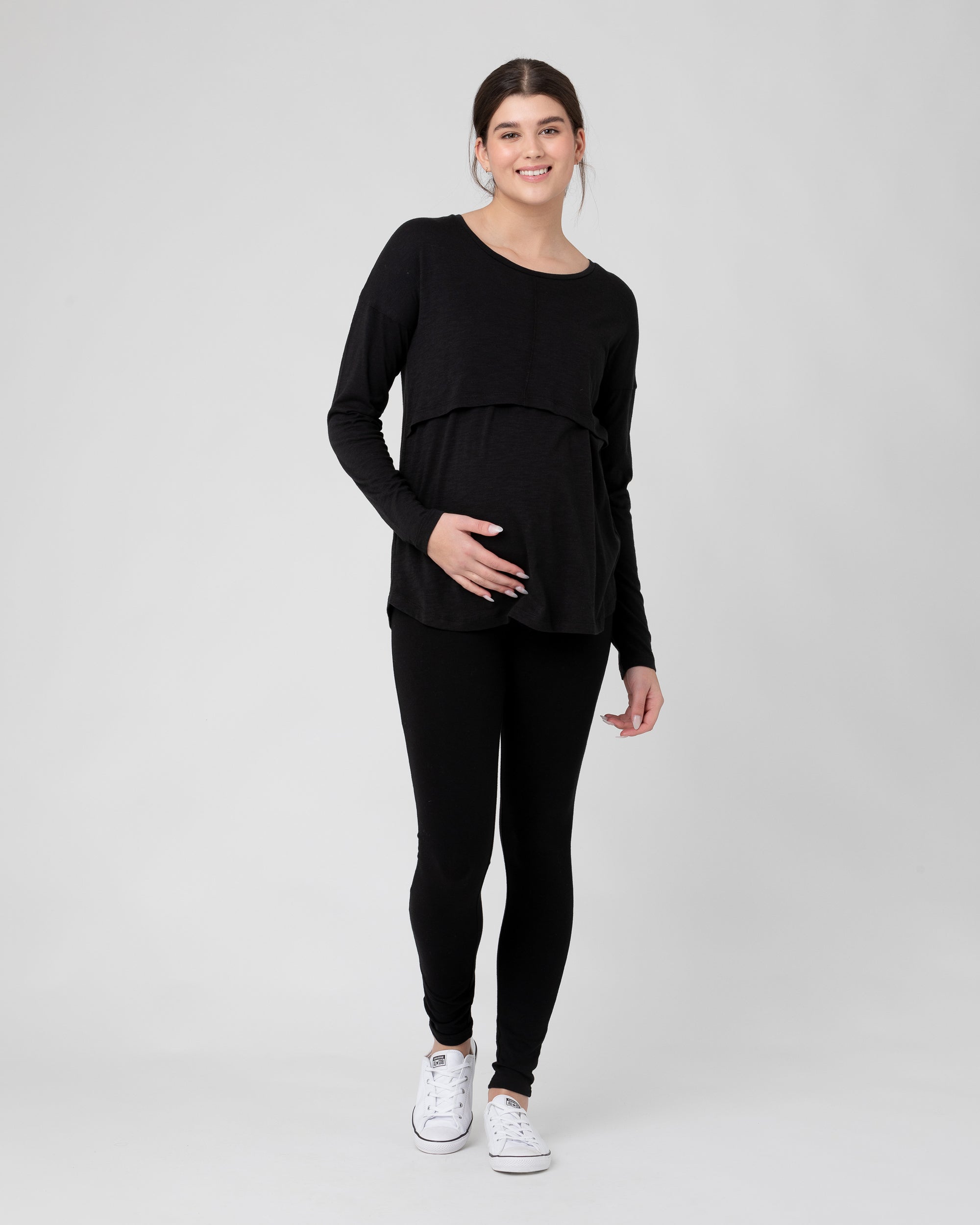 Richie Long Sleeve Nursing Tee Black