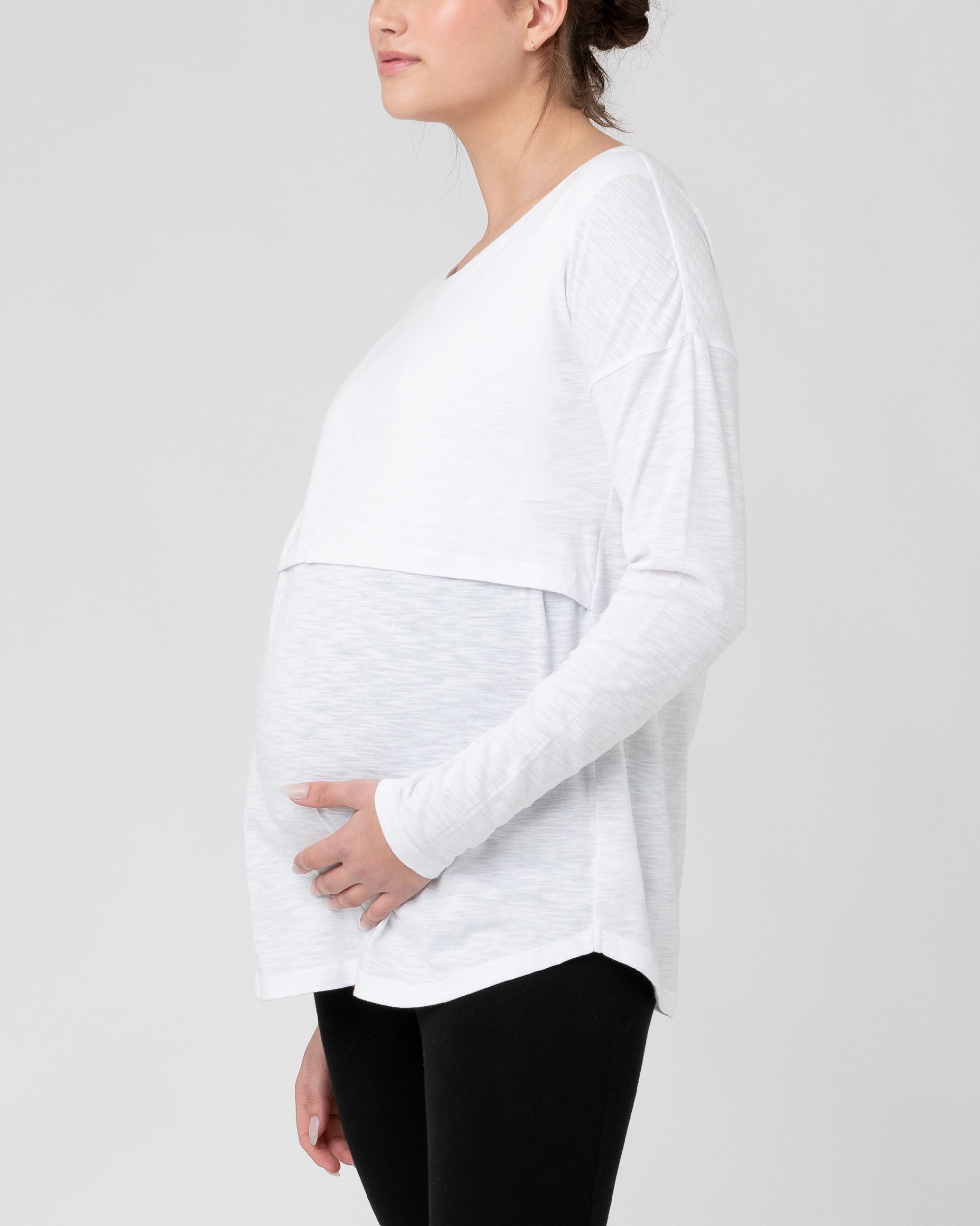 Richie Long Sleeve Nursing Tee White