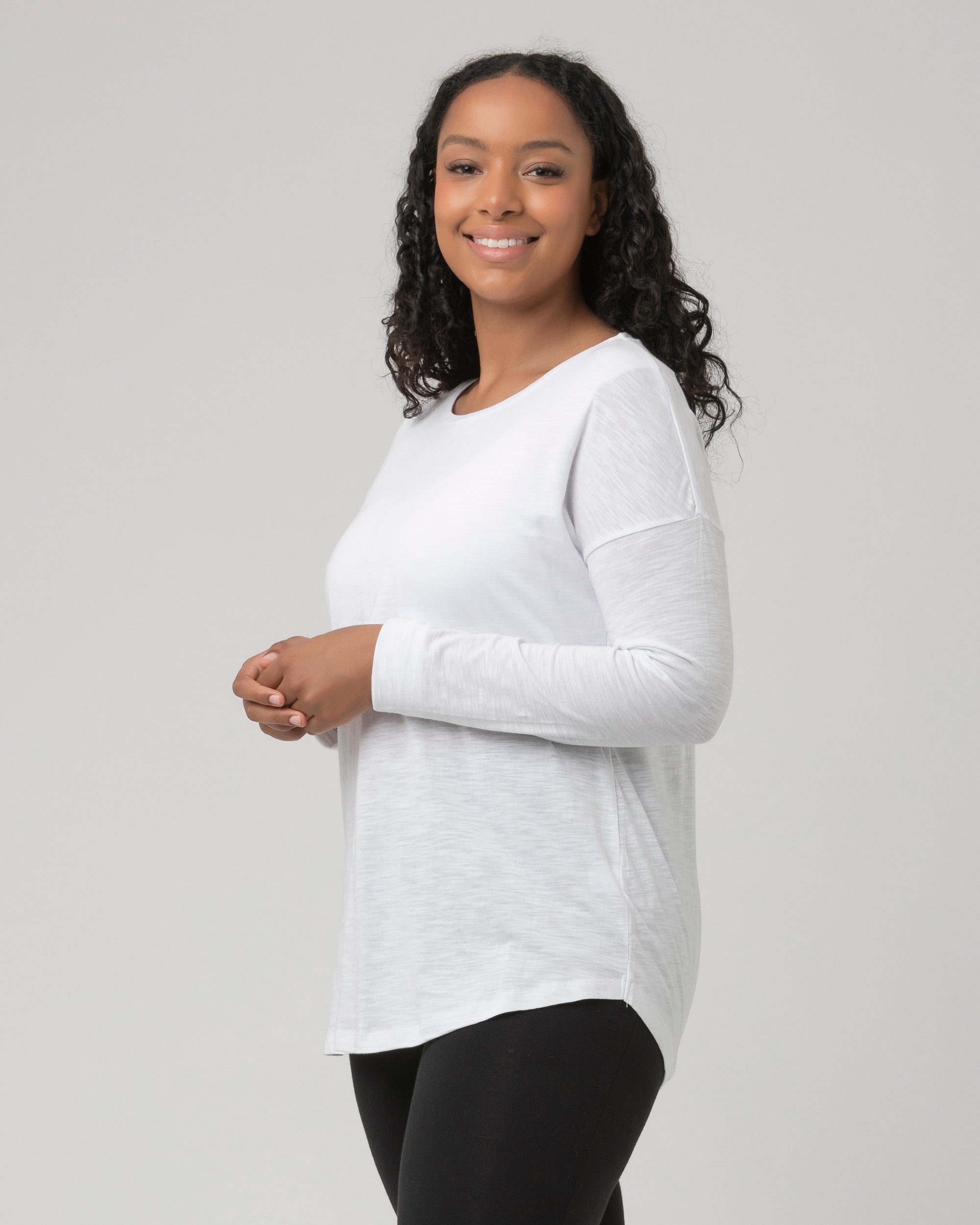 Richie Long Sleeve Nursing Tee White