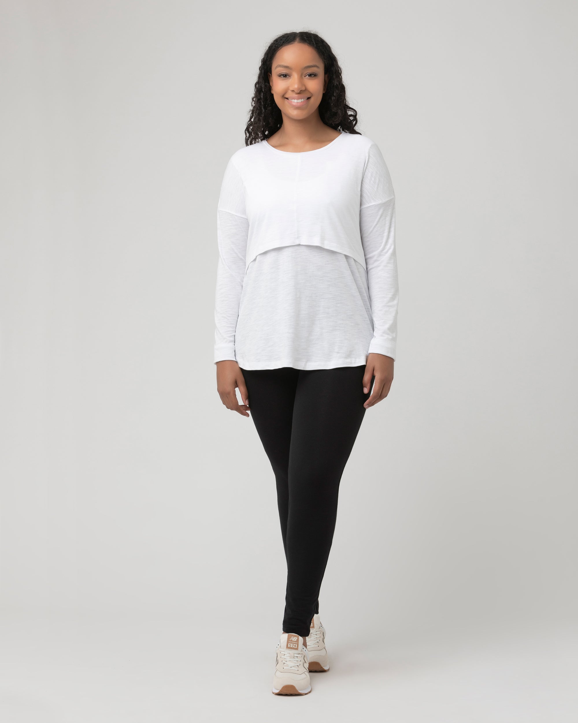 Richie Long Sleeve Nursing Tee White