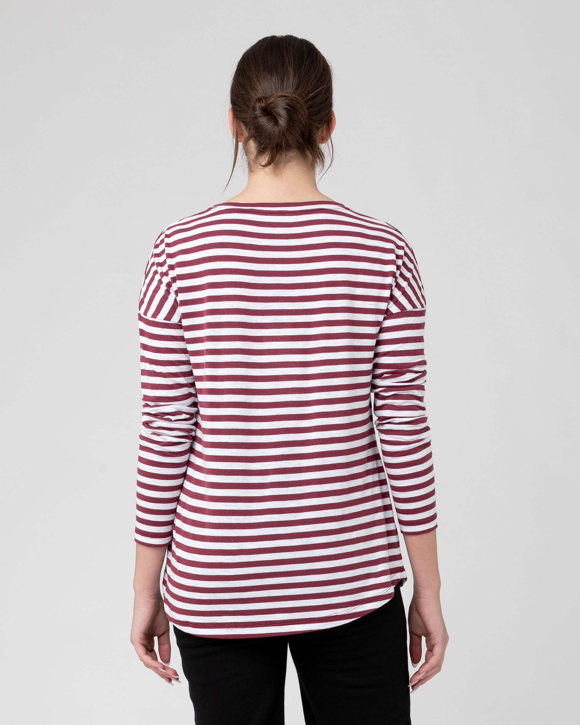 Lionel Long Sleeve Nursing Tee Maroon / White