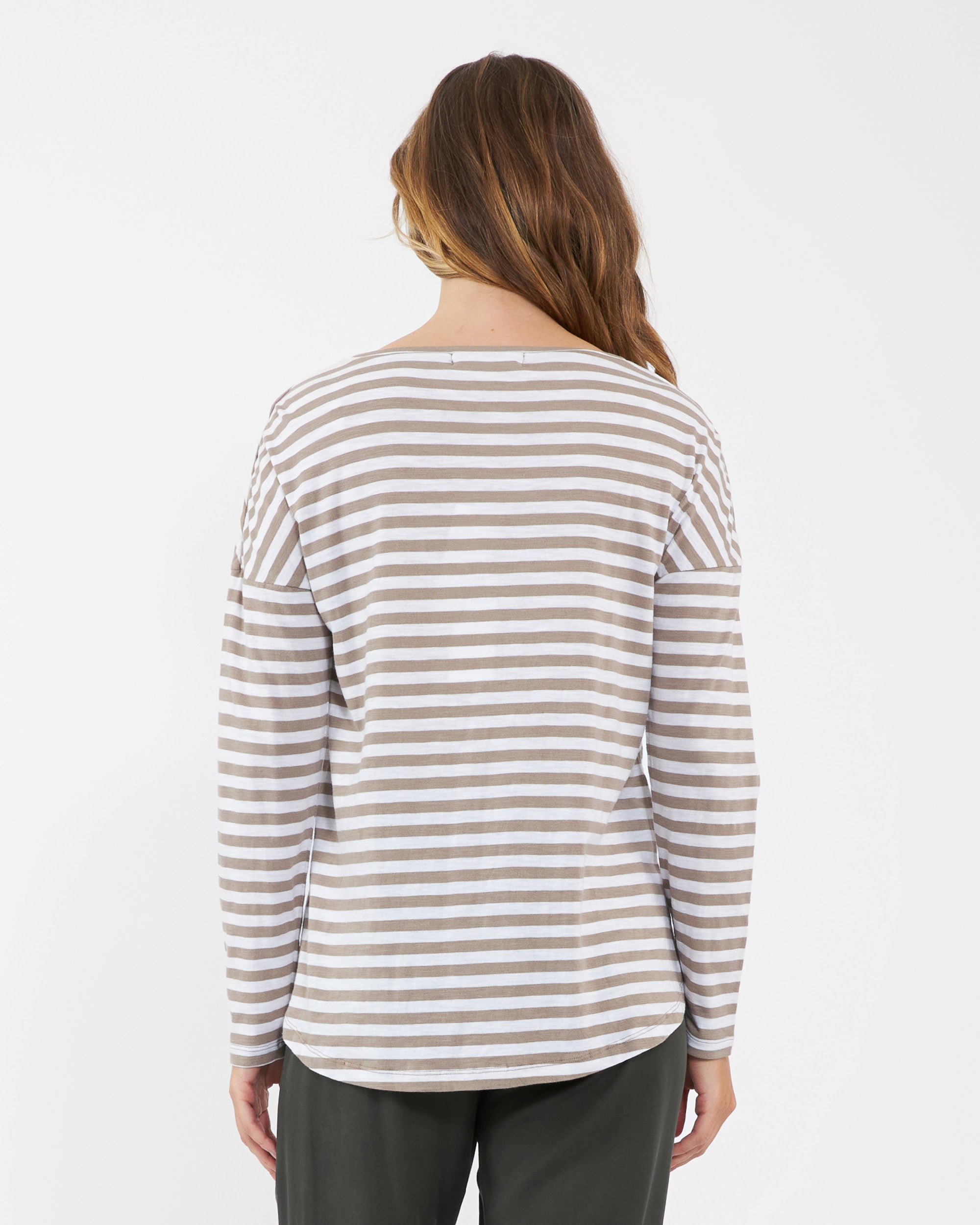 Lionel Long Sleeve Nursing Tee Taupe / White
