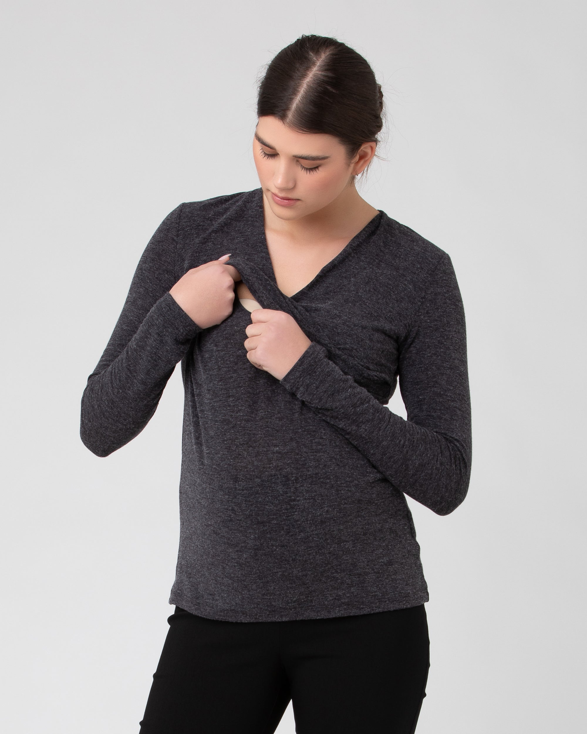 Zara Nursing Top Dark Charcoal