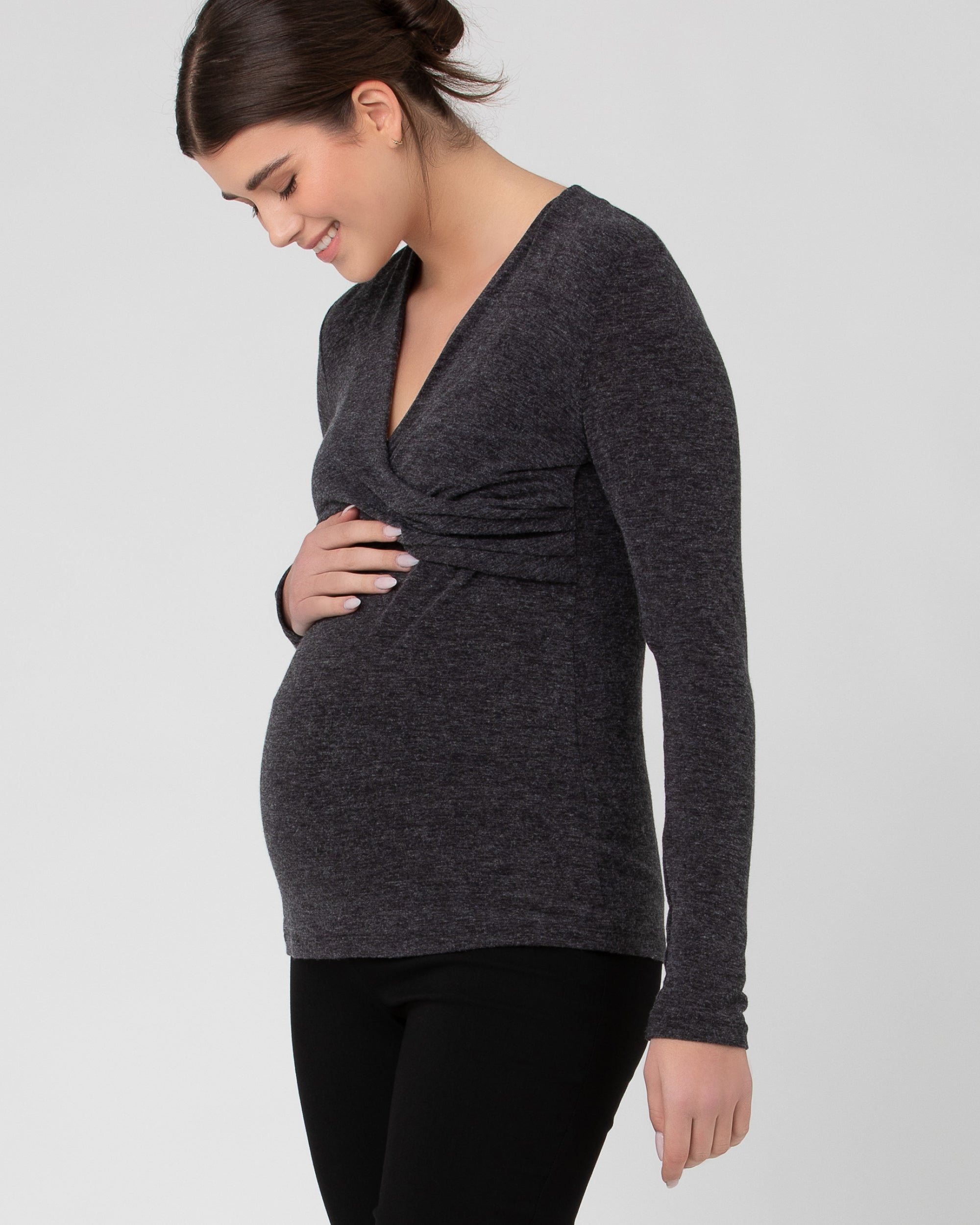 Zara Nursing Top Dark Charcoal