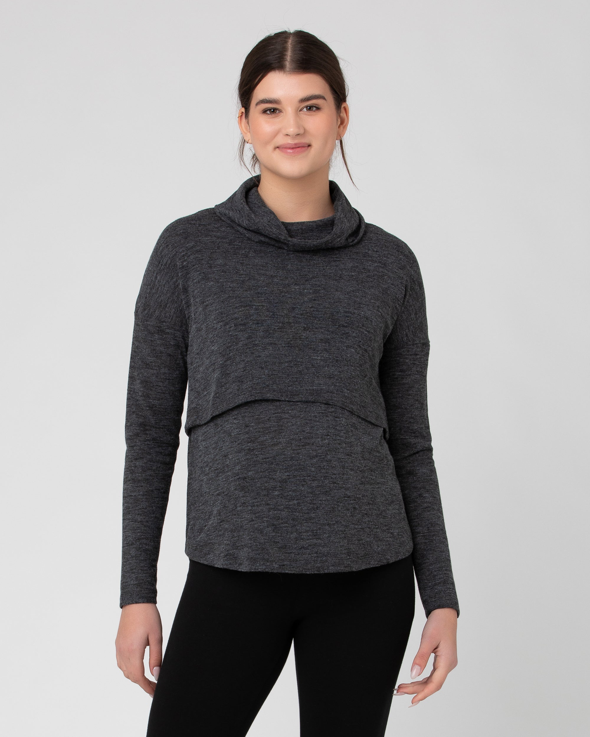 Cameron Roll Neck Nursing Top  Dark Charcoal