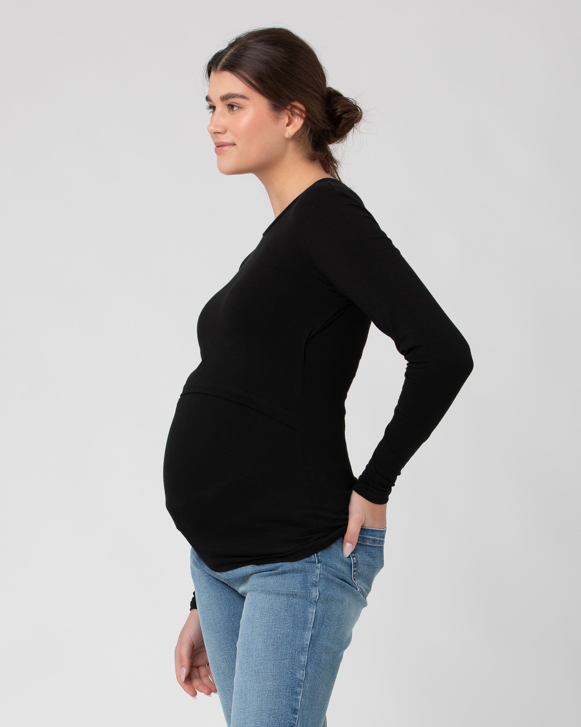 Organic Cotton Nursing Top Black