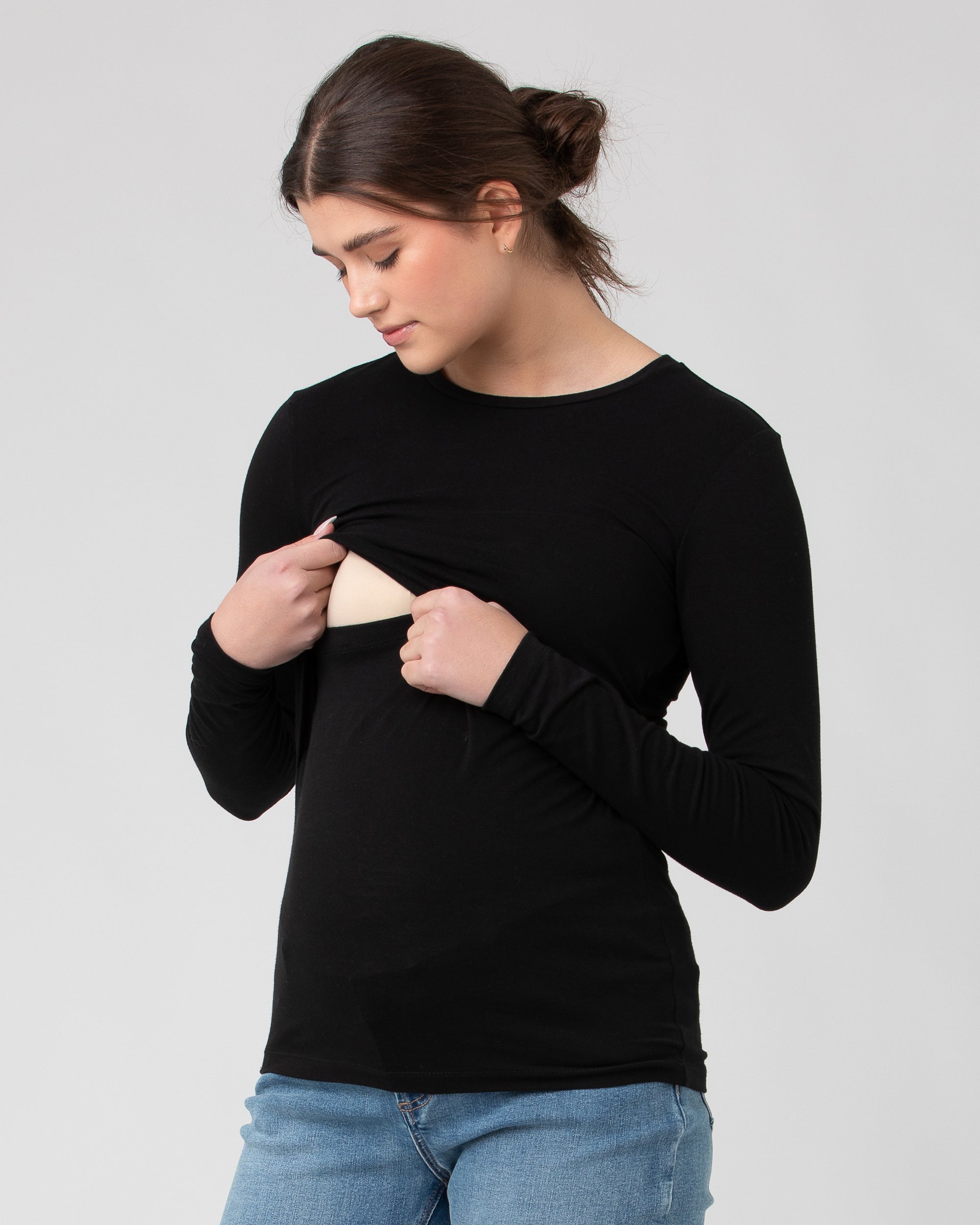 Organic Cotton Nursing Top Black