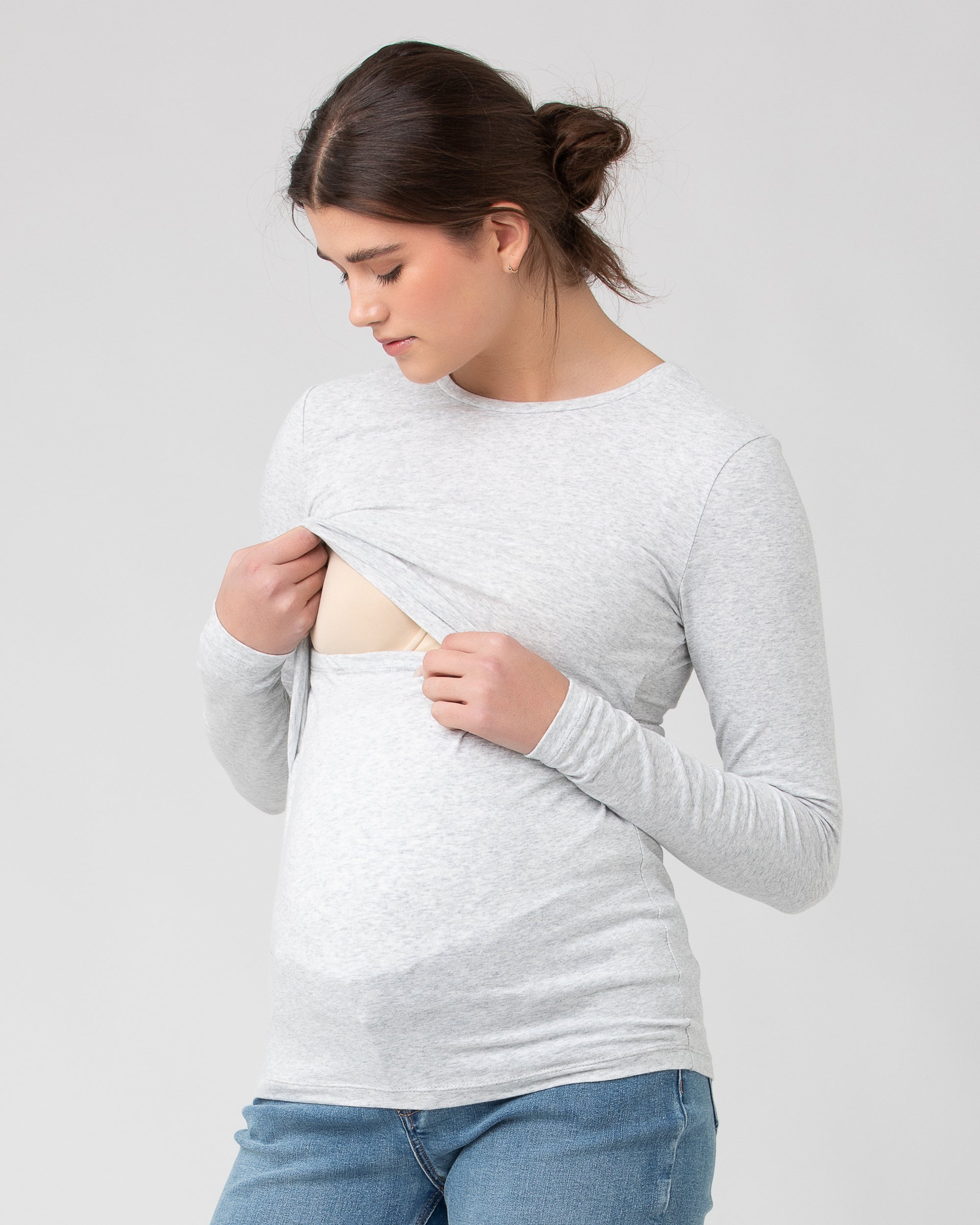 Organic Cotton Nursing Top Silver Marle