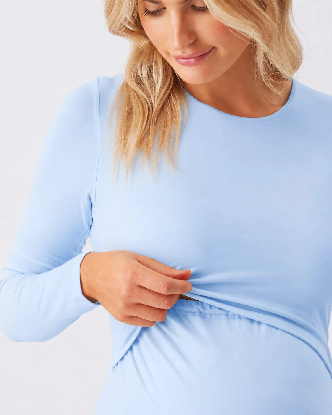 Luxe Knit Nursing Top  Baby Blue