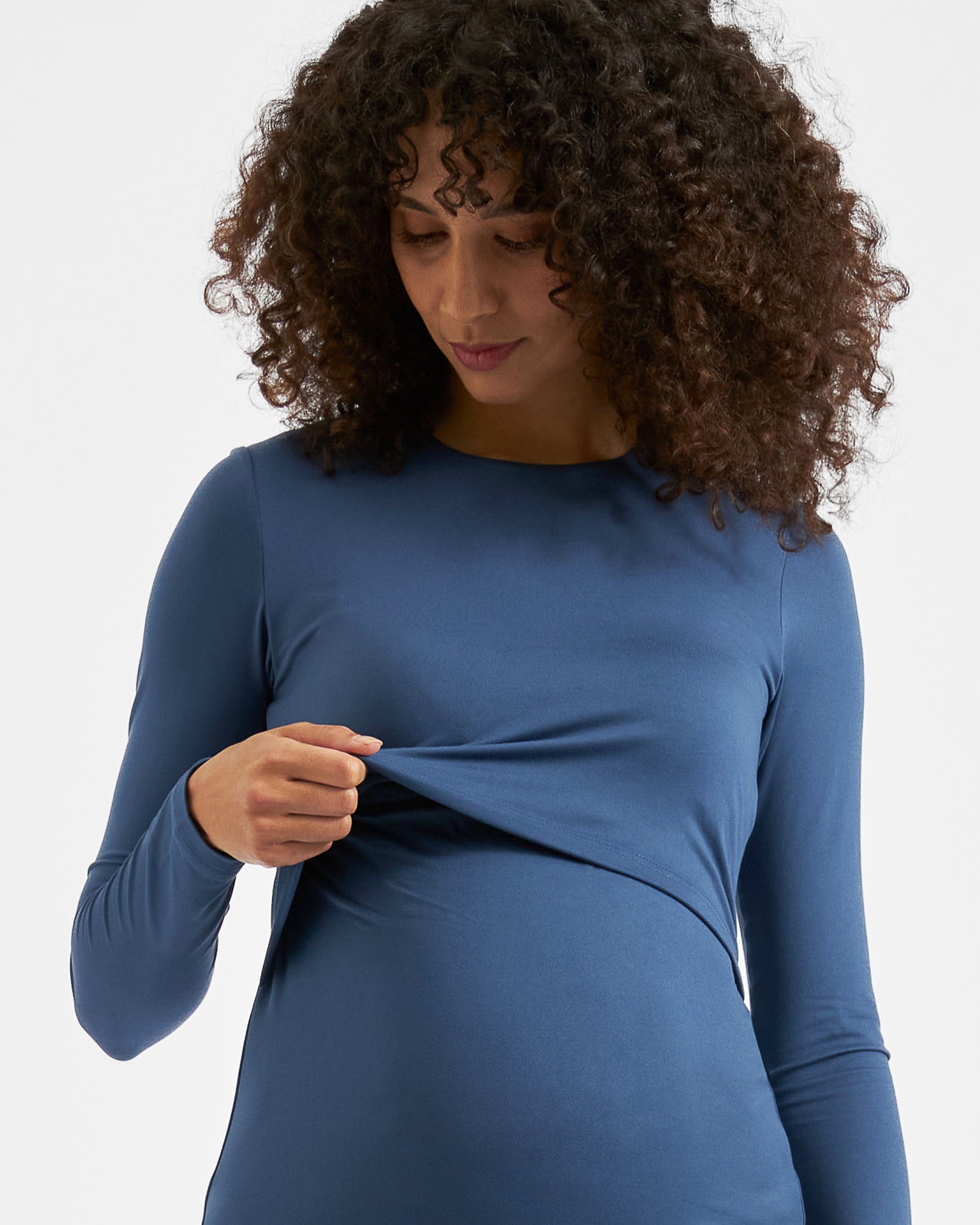 Luxe Knit Nursing Top  Deep Blue
