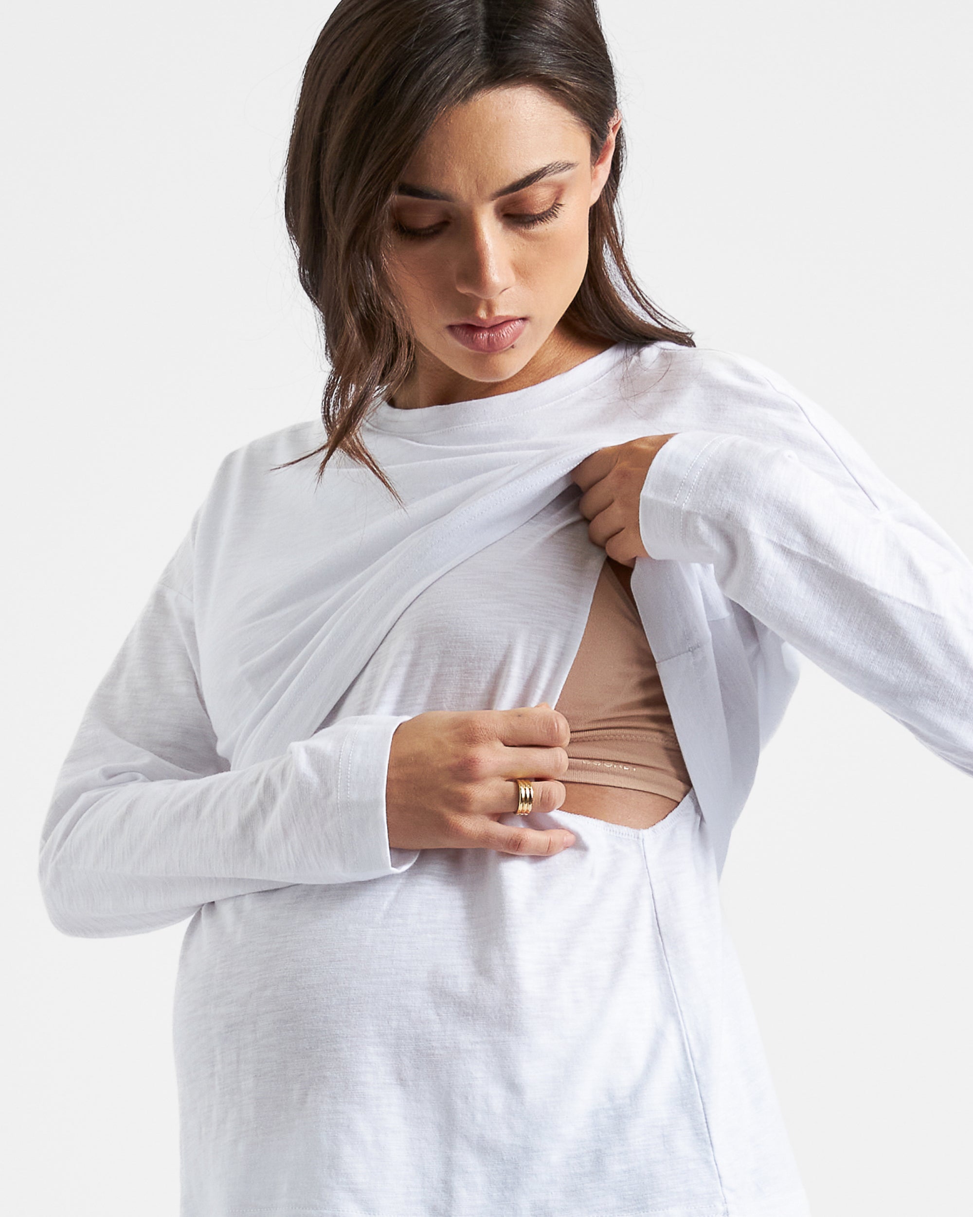 Claud Long Sleeve Nursing Top White