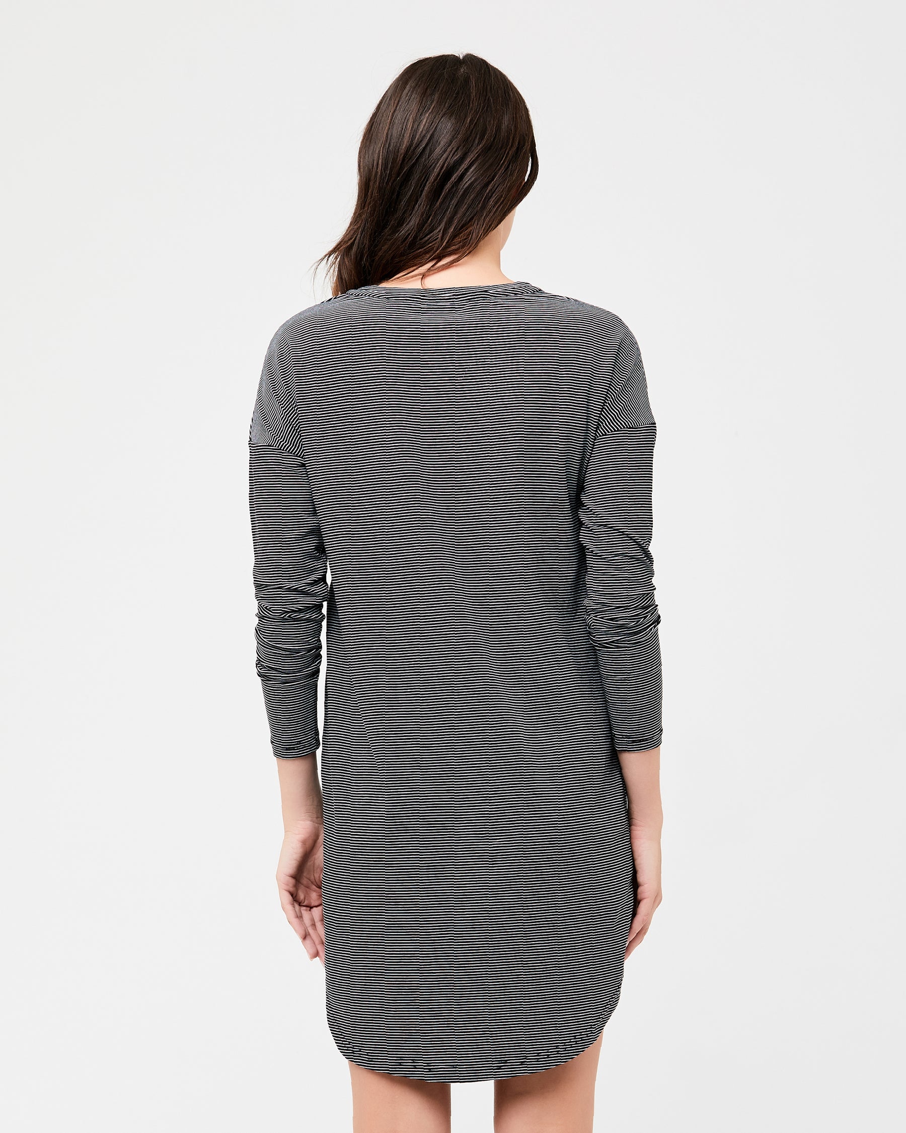 Long Sleeve Nursing Nightie Black / White